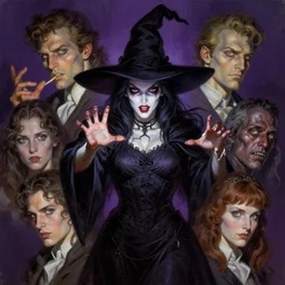 portrait of a beautiful witch casting a horrific spell, by shigenori soejima, by frank frazetta, by thomas kinkade, by ilya kuvshinov, digital painting masterpiece, beautiful brush strokes, advanced lighting technology, symmetry!!!, accurate and realistic faces and anatomy