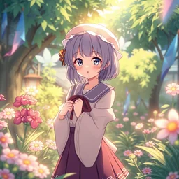 isekai cute japanese anime girl in garden, stylized, beautiful lineart, depth focus, rankings pixiv, artstation, chromatic aberration, soft lighting, srgb, 4 k artstation, hdr, cinematic. shirabii
