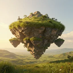 symmetry!! freefall, surreal landscape, grassland, floating island, golden hour, very detailed, perfect composition, perfect lighting, 4 k, trending on artstation, greg rutkowski, derek zabrocki, artgerm, 3 d render, octane render