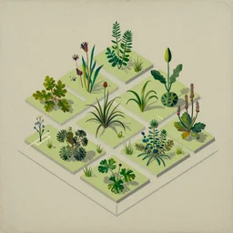 oil paint of weeds, isometric view, isometric map, by craig mullins by jakub rozalski