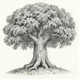 a detailed pencil drawing of yggdrasil, tree of life