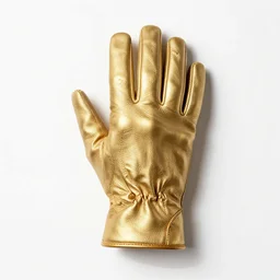 golden leather gloves, professional product shot, isolated on a pure white background, centered, entire object in frame, sharp focus, soft studio lighting