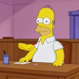 homer j simpson in a the simpsons episode, in the bar, courtroom sketch