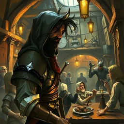 myself in a busy medieval tavern, artstation, fantasy
