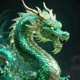 photo of wonderful dragon of emerald with fair scales, glowing, ornate and intricate, jaw dropping, dynamic lighting, intricate and detailed, 4 k octane render