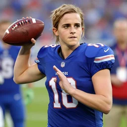 facial portrait of a football player on the sidelines, quarterback emma watson, reddit contest winner, madden 2 1, ps 4, character design