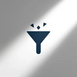 a professional vector logo of a funnel with shapes falling through, minimalist, matte, flat, hd, simplistic, white background