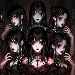 a dark picture comic featuring blood horror and goth anime girls