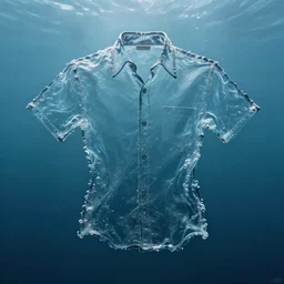 an image of a shirt created from water, a shirt made of sea water, abstract art, cinematic photography