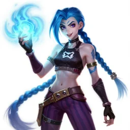 jinx league of legends wild rift hero champions arcane magic digital painting bioluminance alena aenami artworks in 4 k design by lois van baarle by sung choi by john kirby artgerm and greg rutkowski and magali villeneuve mage fighter assassin