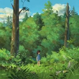 forest lanscape panorama by makoto shinkai in pixar style backdrop
