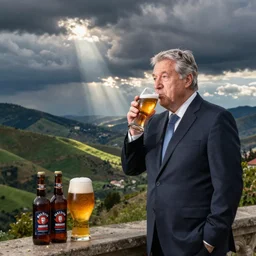 photo of viktor orban with craft beer by peter lindbergh