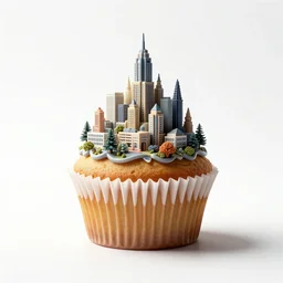 futuristic cupcake, photorealistic, isolated on a pure white background, centered, entire object in frame, sharp focus, soft studio lighting