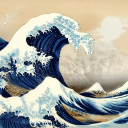 A tsunami in the style of Eastern art