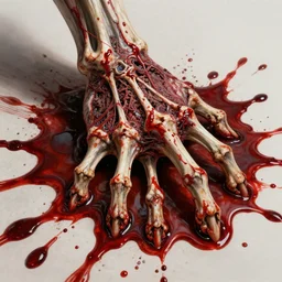 hyper realistic blood and bones on tar, art by greg rutkowski, intricate, ultra detailed, photorealistic, vibrante colors, trending on artstation, octane render, 4 k, 8 k