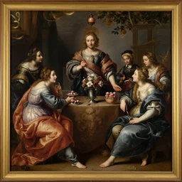 a beautiful flemish baroque rococo masterpiece painting of fundamental values, oil on canvas, trending on artstation, featured on pixiv, cinematic composition, beautiful lighting, hd, 8 k, no frames