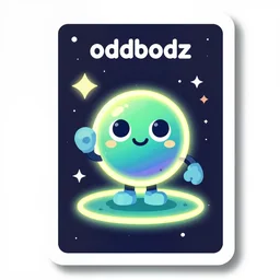 hd high quality photo of an oddbodz card, glow zone space oddbodz