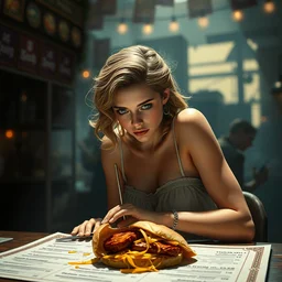 emma watson on a printed menu, hyper detailed, digital art, artstation, cinematic lighting, studio quality, smooth render, by artgerm, greg rutkowski, boris vallejo