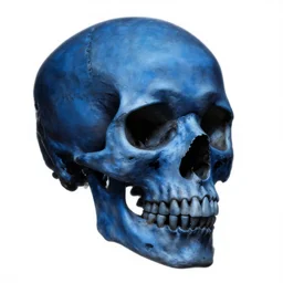 Skull, blue, night, mystery, Zdzislaw Beksinski