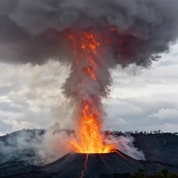 fire tornado on an erupting volcano, tornado, tornado