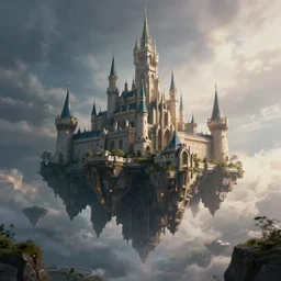eagle inspierd castle floating in sky, floating islands like avatar, high - tech space cult, dramatic lighting, epic, octane render, volumetric light, unreal engine, artbreeder, 8 k, background, scene, digital, artwork, high quality, 8 k