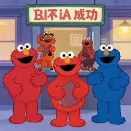 sesame street characters rob a bank,
