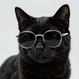 portrait of a black cat wearing sunglass photorealistic, soft lighting, unreal engine