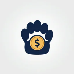 Professional logo. Cat paw holding a coin. Pictorial logo, professional design.