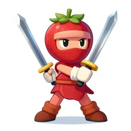 the strawberry ninja with a sword