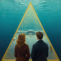 establishing shot by wes anderson, american airport under water, by anders zorn, rule of thirds, golden triangle, masterpiece by greg rutkowski, intricate, elegant, highly detailed, oil painting, concept art, smooth, sharp focus, illustration, eerie beautiful cinematic, thomas lawrence, gurney,