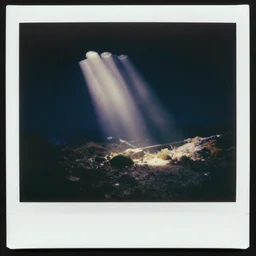Creepy liminal metaverse, old polaroid, photograph