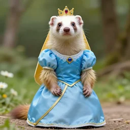 A ferret is dressed up a Princess Zelda