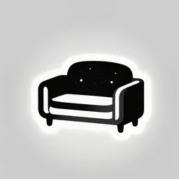 company logo, cosmic sofa, vector art, black and white, simplified
