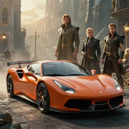 an super sportive car designed by ferrari and porsche, kingsman, artstation, an epic fantasy, cinematic lighting, hyper realistic, photographic, sharp focus, by greg rutkowski and wolp