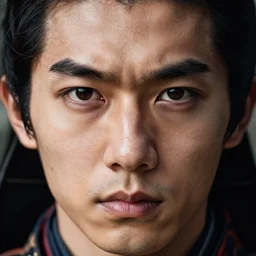 portrait of a samurai by wlop, macro face shot