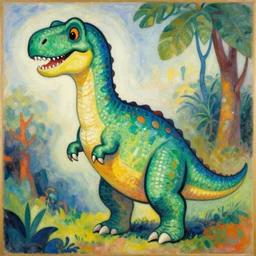 a portrait of a dinosaur, central composition, very cartoon, shape focus, high detailed, by anton fadeev in sonia delaunay