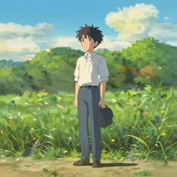 a person standing, by Makoto Shinkai