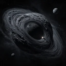 black hole collapses into stability ; halls of space by ben wanat ; interstellar black hole ; surrealism