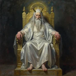 a chris moore painting of the dream lord on his throne