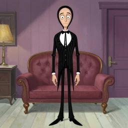 gomez addams from the addams family painted by norman rockwell