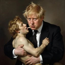 portrait of boris johnson by goya in style of saturn devouring his son