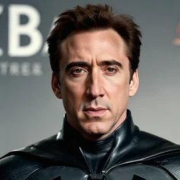 promotional image of nicolas cage dressed as batman, smooth, trending on artstation, promotional artwork, film still, elegant, photorealistic facial features, intricate, detailed face, cinematic lighting