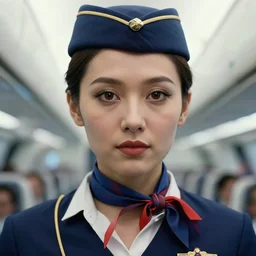close up portrait of a flight attendant, ultra realistic, wide angle, intricate details, highly detailed, retrofuturist!!! bruce bethke, william gibson, bruce sterling, and pat cadigan