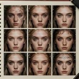sheet of cinematic shot epic portraits, hyper realistic, mood lighting, fantasy, detailed eyebrows, highly detailed, super realistic, perfect lighting pixel sorting