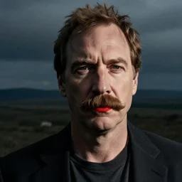 jordan peterson with a moustache and red lipstick