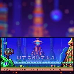videogame cutscene screenshot. sega genesis 1 6 - bit blast processing 2 d graphics. utopian. pop. bokeh. lens blur. background bokeh. filter. desktop wallpaper. masterpiece. sci - fi. fantasy. trending. artstation, cgsociety, reddit, instagram, youtube, twitter.