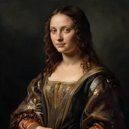 portrait of young woman in renaissance dress, art by sandro botticelli