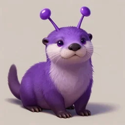 furry ( fandom ) art of an anthropomorphic purple otter with alien antennas, digital art, painting, trending on furaffinity