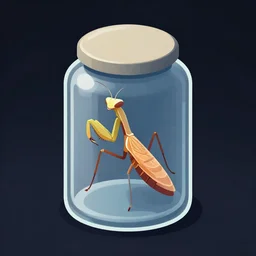 icon of a praying mantis in a jar, artstation, rpg, digital art, isometric, dark background, the witcher 3, crusader kings, skyrim