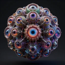 a multicolor fractal mandelbulb god with multiple eyes by alex gray and android jones, concept art, sharp angles, robot, 3 d, octane render, 8 k, unreal engine